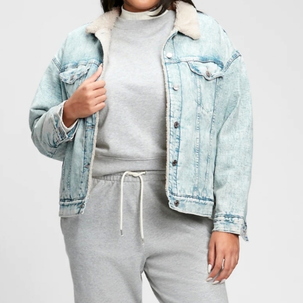Oversized Sherpa Lined Icon Denim Jacket